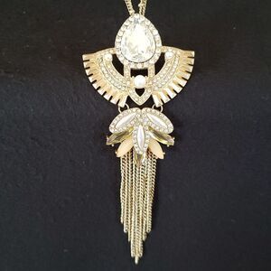 Beautiful Long Pendant Necklace Bold and Sparkly